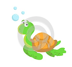 Cute Sea Turtle Turquoise Oceanlife Vector Art