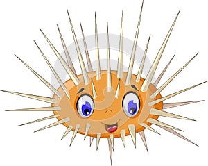 Cute sea urchin cartoon smiling photo