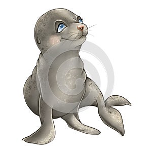 Cute seal cub cartoon character