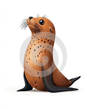 Cute seal illustration white isolate background