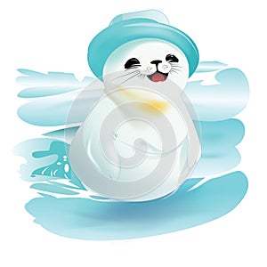 Cute seal laughing face cartoon vector illustration