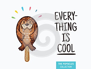 Cute seal popsicle illustration. Vector ice cream