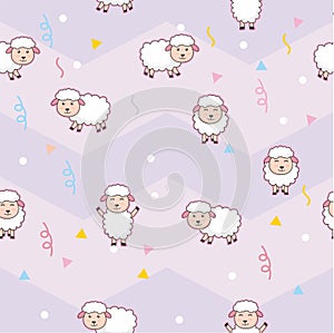 Cute Seamless Background With Sheep Pattern Vector
