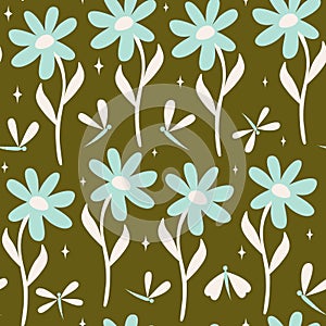 Cute seamless daisy floral pattern