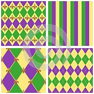 Cute seamless Mardi Gras pattern in trraditional colors