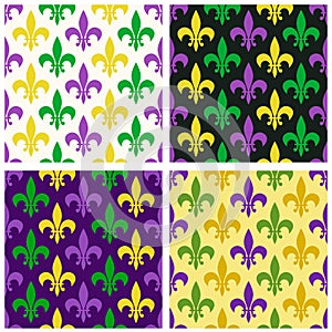 Cute seamless Mardi Gras pattern in trraditional colors