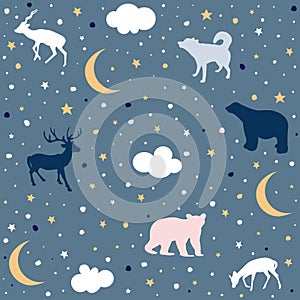Cute Seamless Pattern With Animals