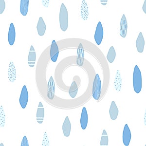 Cute seamless pattern with blue raindrops