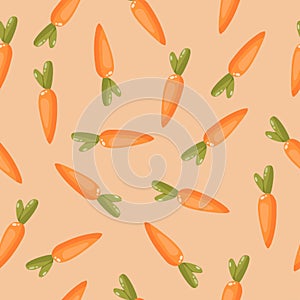 Cute seamless pattern with carrot. Handdrawn vector illustration.