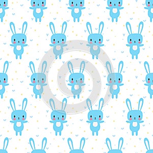 Cute seamless pattern with cartoon bunny. Cartoon baby animals. Funny background for little boys and girls