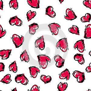 Cute seamless pattern. Color romantic background. Illustration with lips. Valentines day theme.