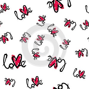 Cute seamless pattern. Color romantic background. Illustration with lips. Valentines day theme.