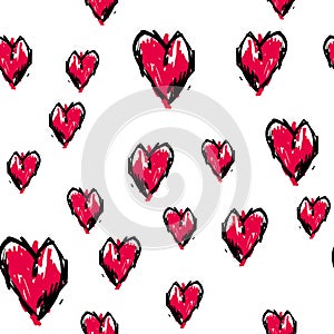 Cute seamless pattern. Color romantic background. Illustration with lips. Valentines day theme.