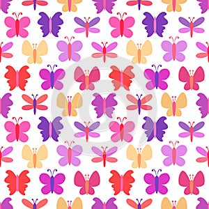 Cute seamless pattern of colorful butterfly