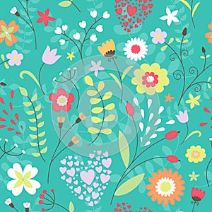 Cute seamless pattern with flowers.