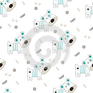 Cute seamless pattern with funny little dogs