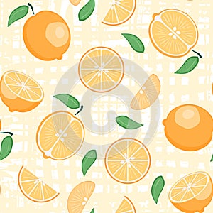 Cute seamless pattern with orange oranges