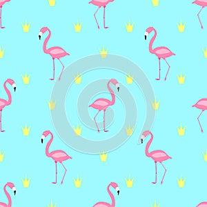 Cute Seamless pattern pink flamingo