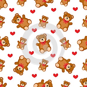 Cute seamless pattern with valentine teddy bears