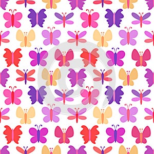 Cute seamless vector pattern of colorful butterfly
