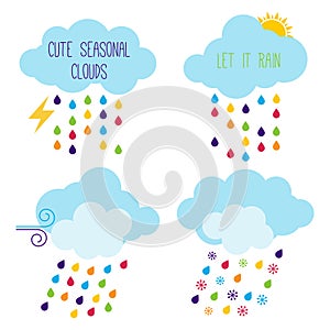 Cute Seasonal Cloud Vector Icons