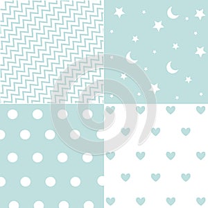 Cute set of Baby Boy seamless patterns with fabric textures