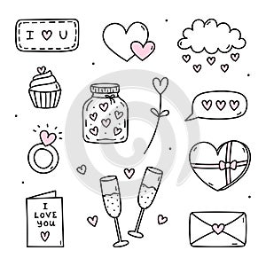Cute set of doodles for Valentine's Day