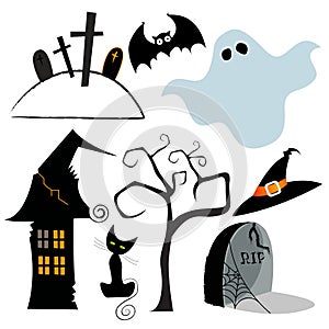 Cute set of Halloween design elements