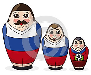 Cute set of Matryoshka dolls as soccer players, Vector illustration photo