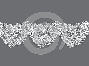Cute set of seamless floral lace borders