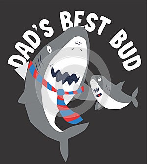 cute shark dads best dud print