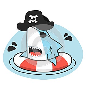 Cute shark Pirate  swimming inflatable ring