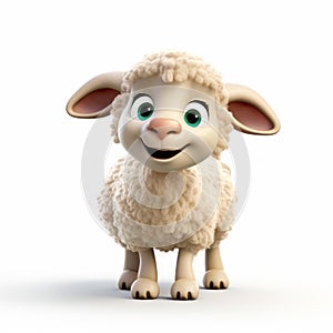 Cute Sheep 3d Clay Render On White Background