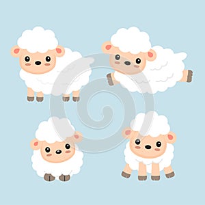 Cute sheep cartoon. Vector illustration for kids.