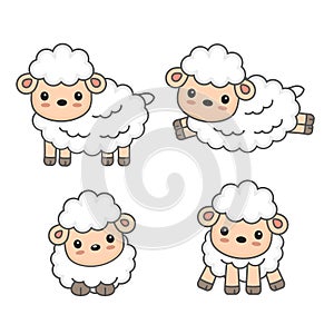 Cute sheep cartoon. Vector illustration for kids.