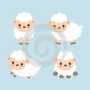 Cute sheep cartoon. Vector illustration for kids.