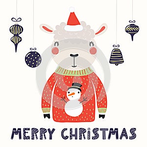 Cute sheep Christmas card