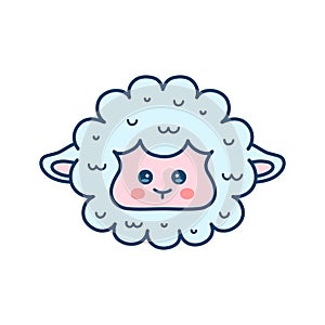 Cute sheep. lamb face. Vector modern line