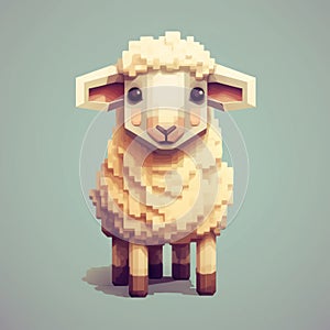 Cute Sheep Pixel Art: Luminous 3d Style With Minecraft Inspiration