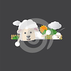 Cute Sheep Portrait Vector.