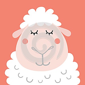 Cute Sheep Portrait Vector Illustration