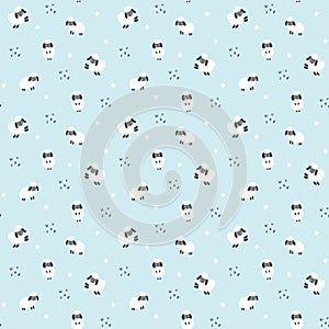 Cute Sheep Seamless Pattern, Cartoon Background vector Illustration