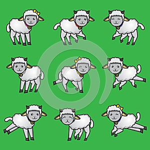 cute sheep vektor icon set