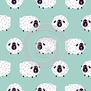 Cute sheeps boyish baby seamless vector pattern. photo