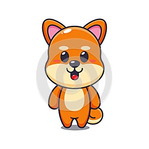 Cute shiba inu cartoon vector illustration.