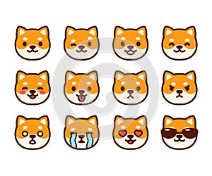 Cute Shiba Inu emoji set