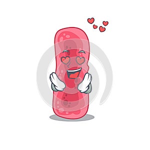 Cute shigella sonnei cartoon character has a falling in love face