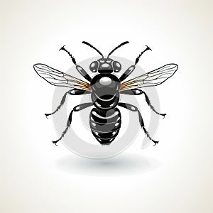 Cute Silhouette Of A Black Wasp - Vector Illustration