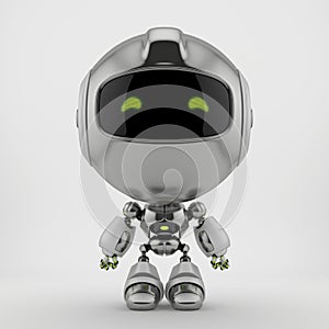 Cute silver steel robot toy, 3d rendering