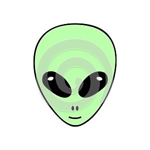 Cute simple alien vector sticker illustration